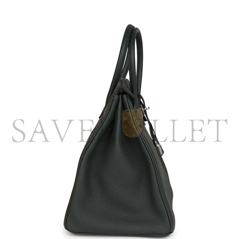 HERMÈS BIRKIN 35 VERT FONCE TOGO PALLADIUM HARDWARE (35*25*18cm) 